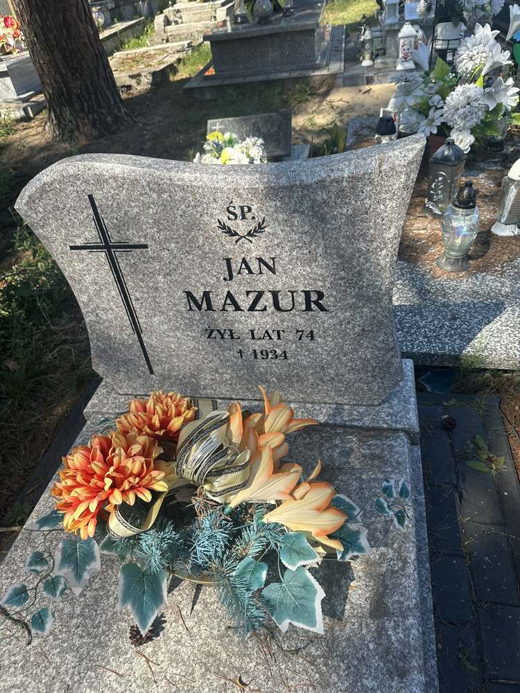 Jan Mazur headstone, Pysznica cemetery